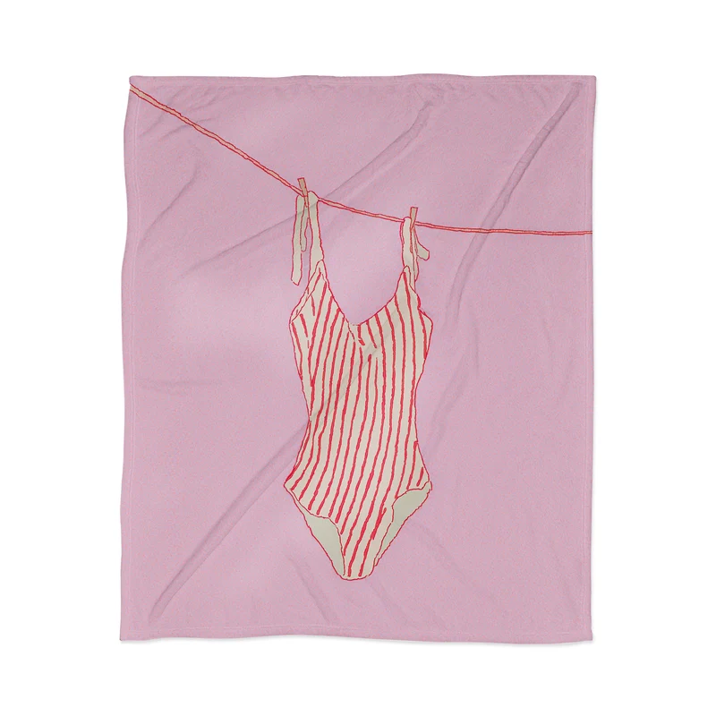 red striped s swimsuit on clothesline ii Throw Blanket
