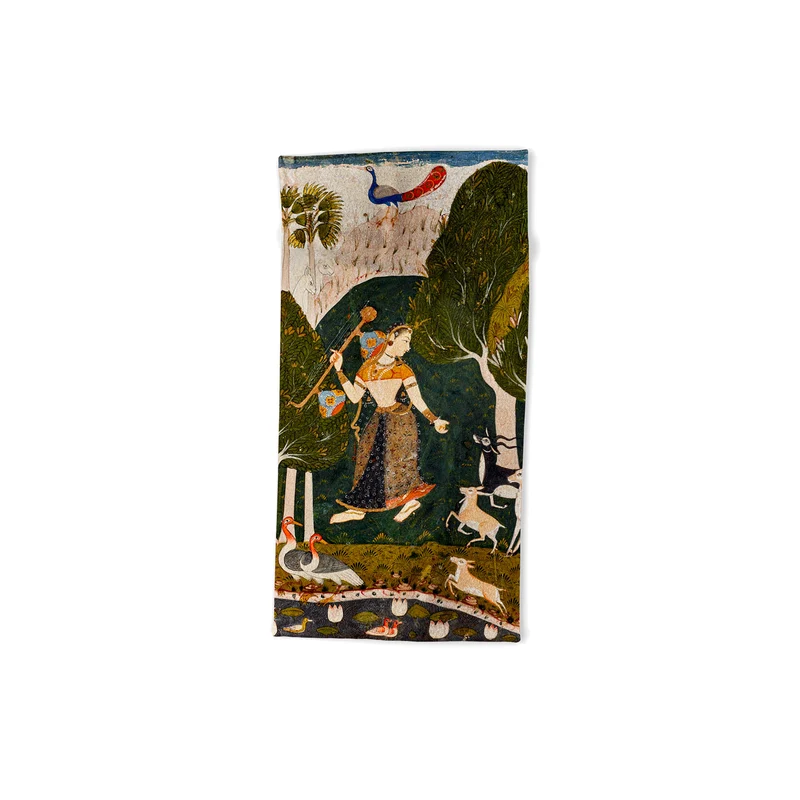 Indian miniature Ragamala Todi Ragini Bath Towel