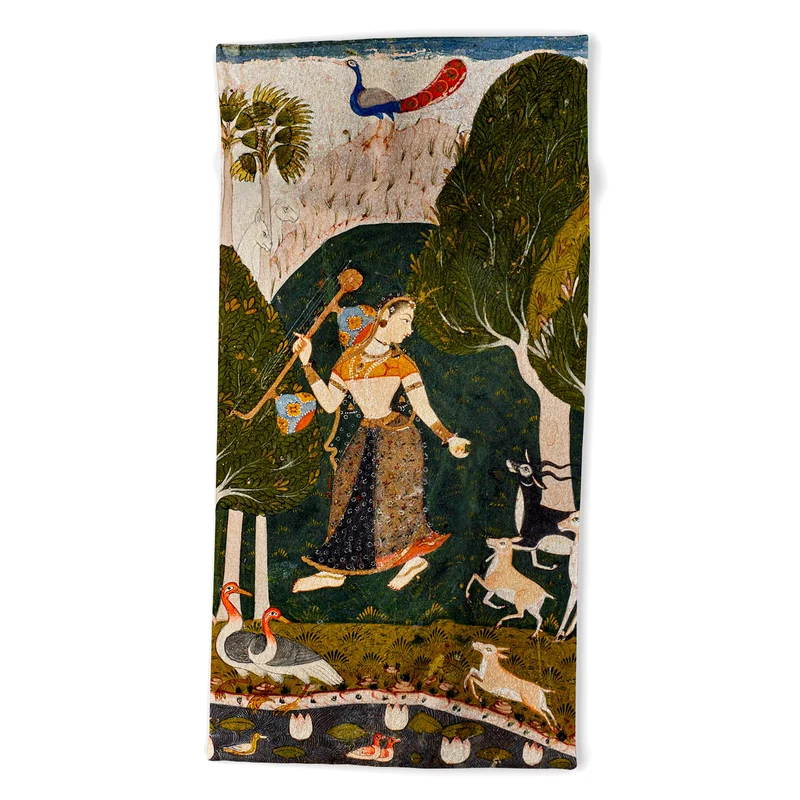 Indian miniature Ragamala Todi Ragini Bath Towel
