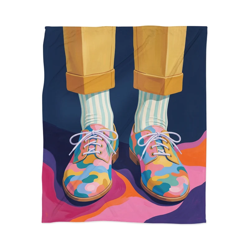 Vibrant Retro Pop Art Abstract Oxfords Throw Blanket