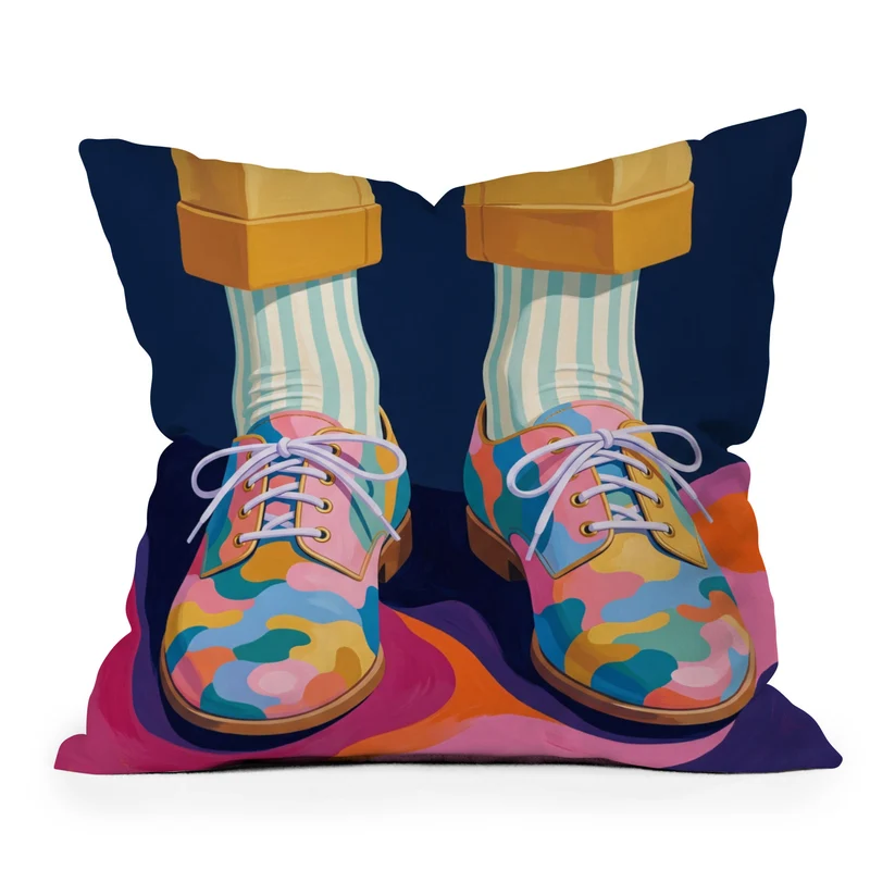 Vibrant Retro Pop Art Abstract Oxfords Throw Pillow