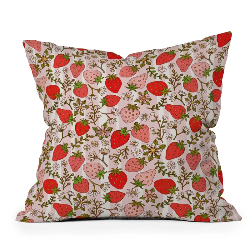 Whimsical Strawberry Delight Throw Pillow