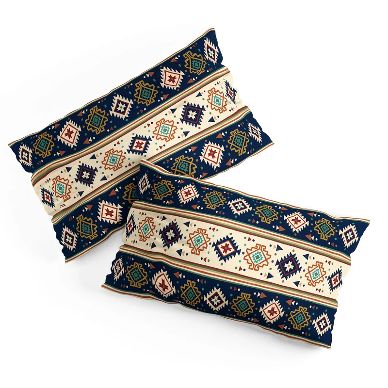 Earthy Boho Geometric Tribal Stripe Pattern Pillow Sham