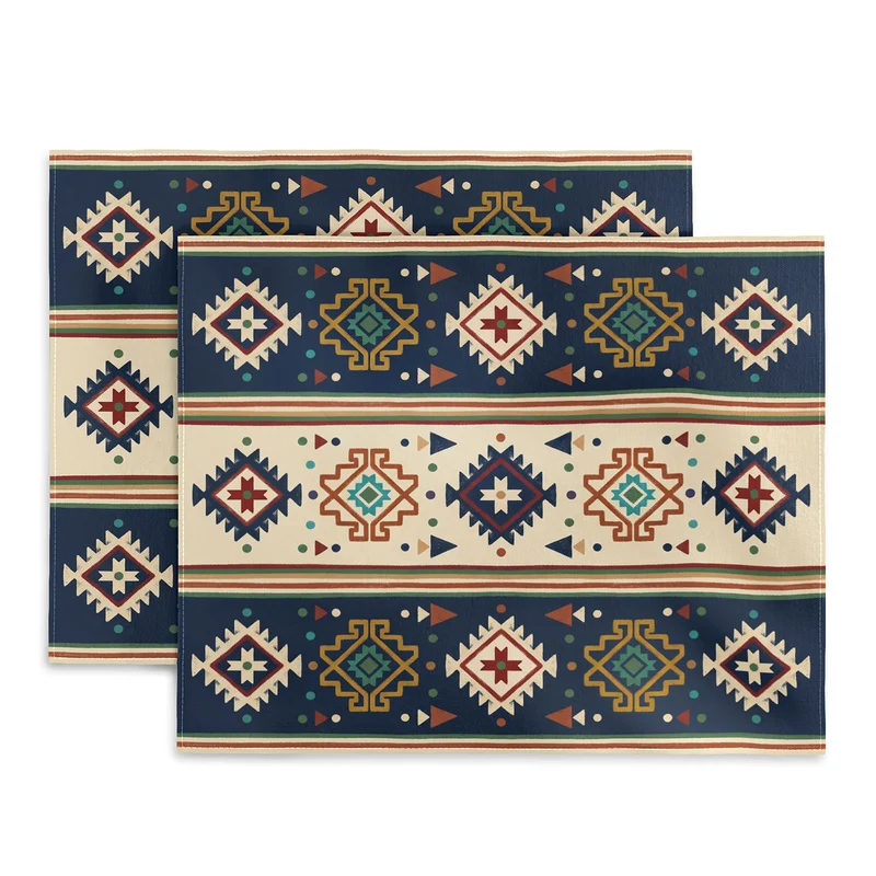 Earthy Boho Geometric Tribal Stripe Pattern Placemat