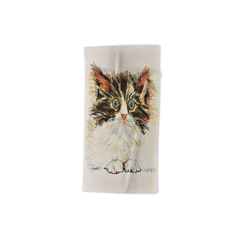Charming Cat Illustration Bath Towel