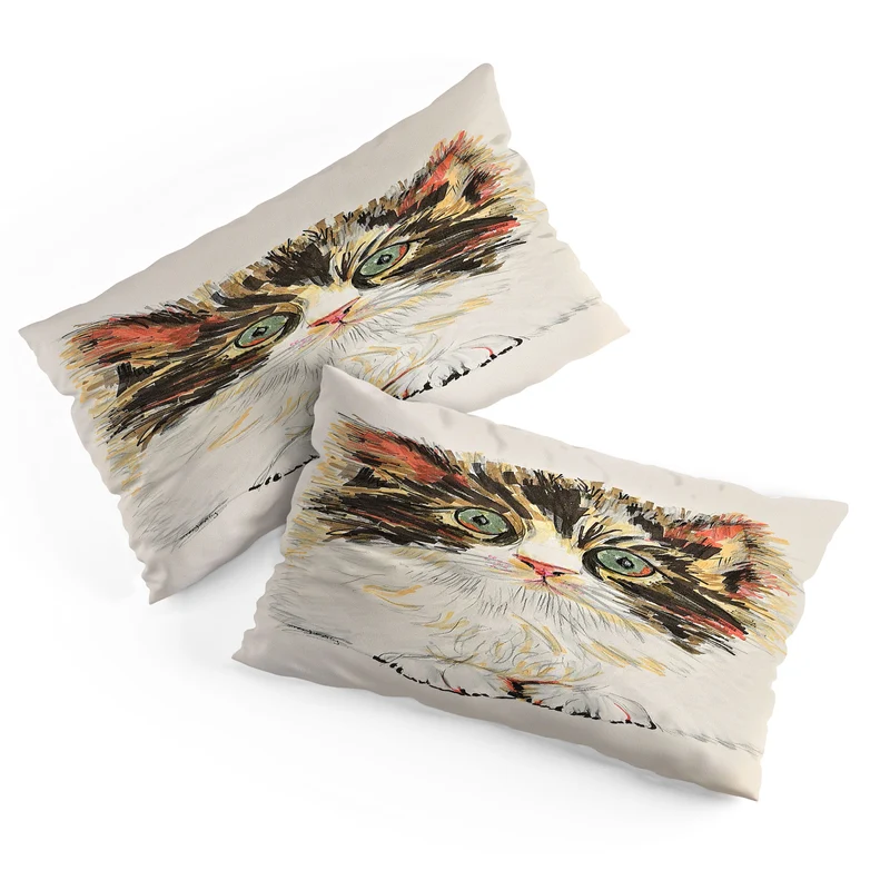 Charming Cat Illustration Pillow Sham