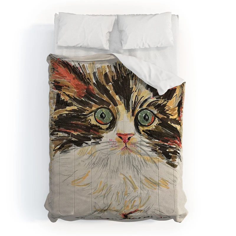 Charming Cat Illustration Comforter