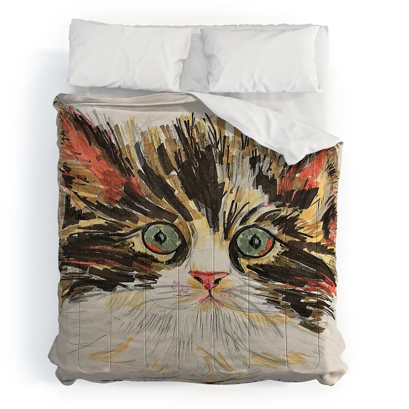 Charming Cat Illustration Comforter