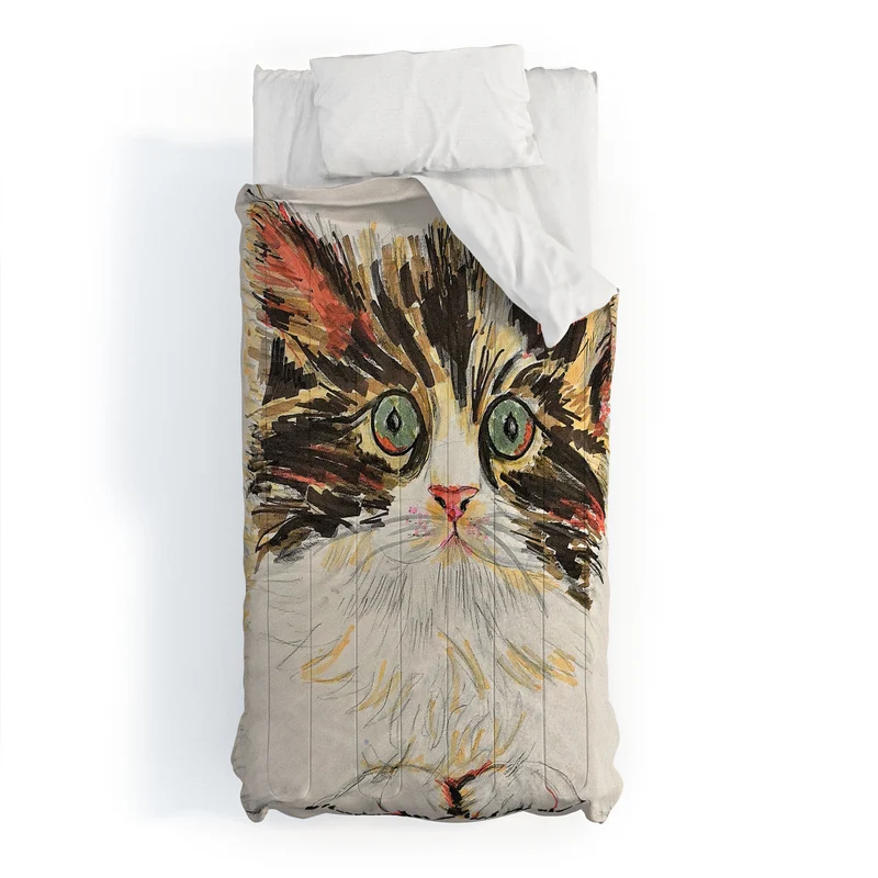 Charming Cat Illustration Comforter