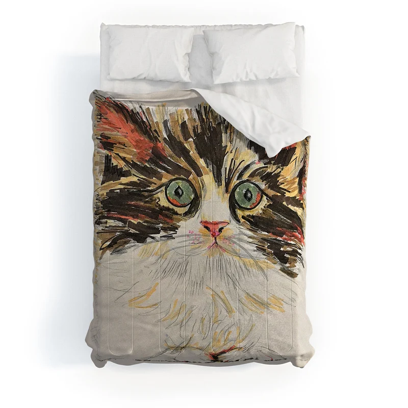Charming Cat Illustration Comforter