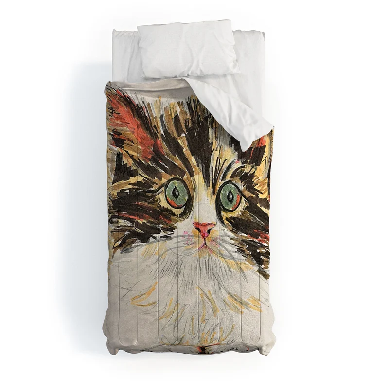 Charming Cat Illustration Comforter