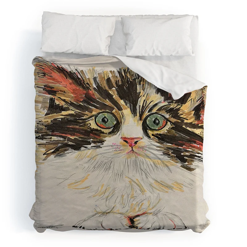Charming Cat Illustration Duvet Cover
