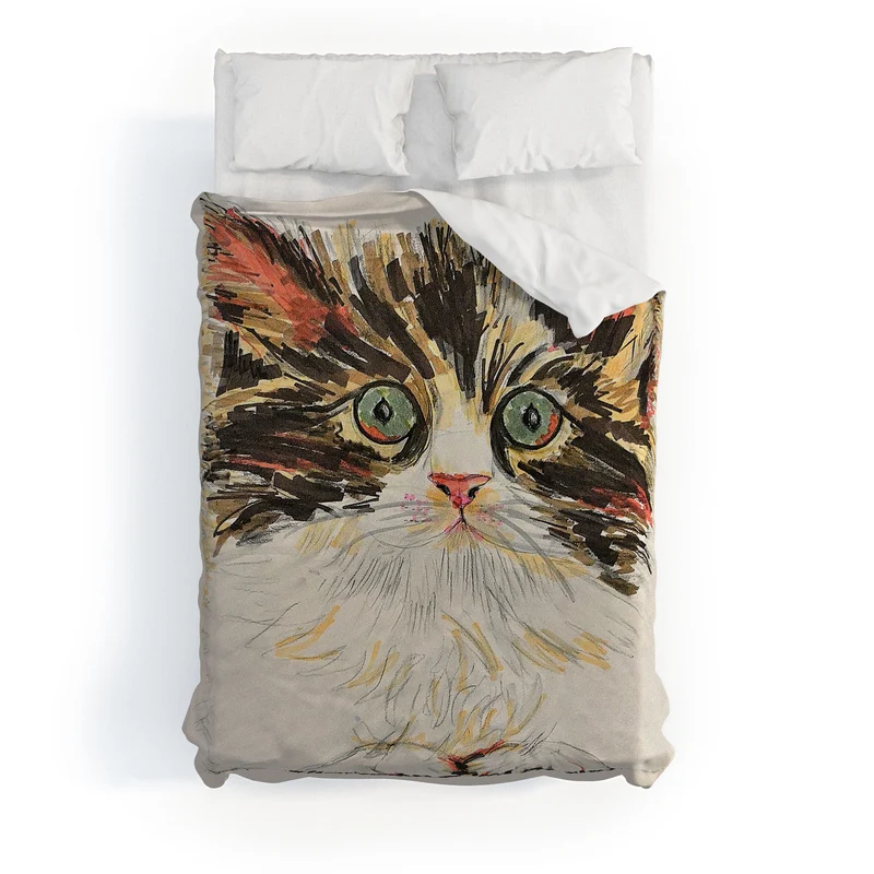Charming Cat Illustration Duvet Cover