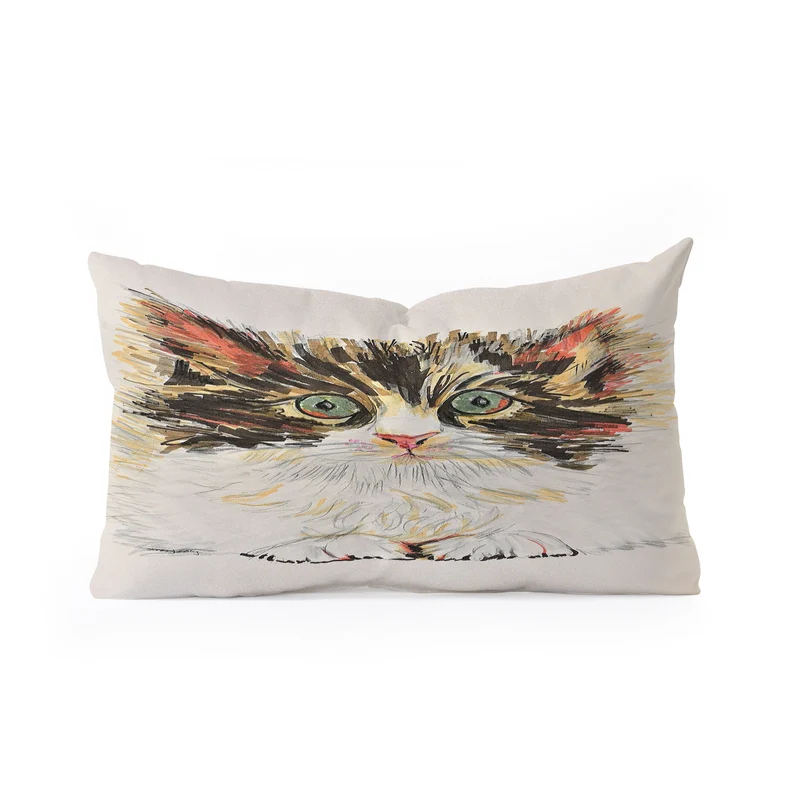 Charming Cat Illustration Rectangular Pillow