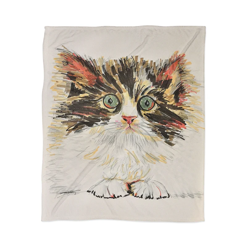 Charming Cat Illustration Throw Blanket
