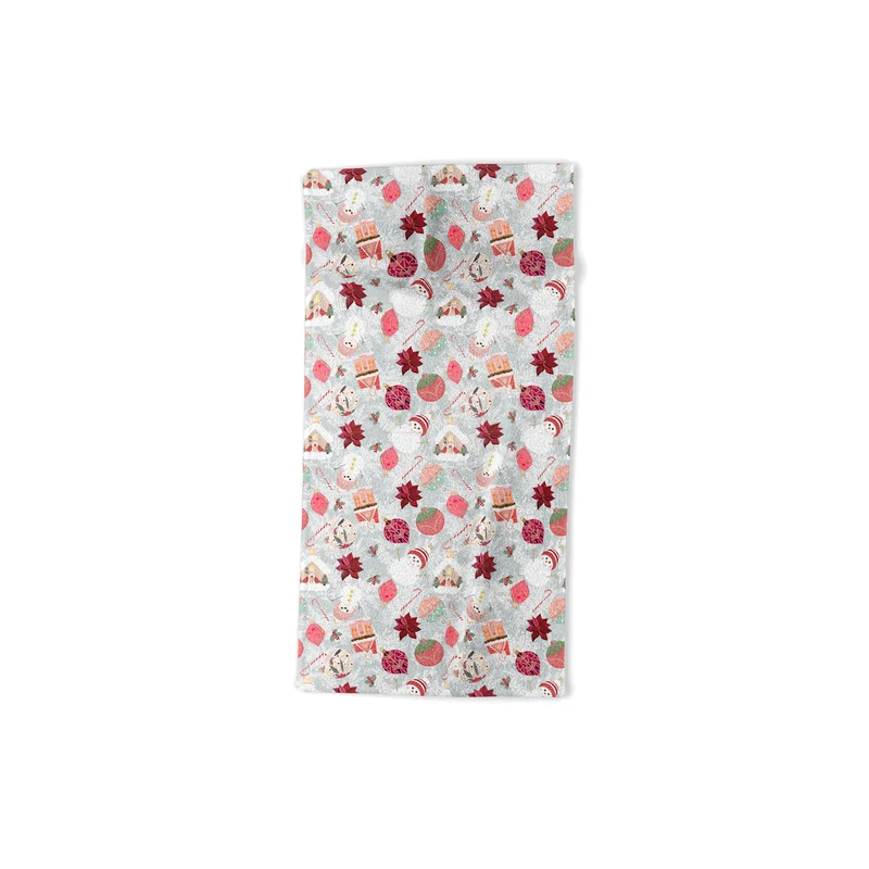 Festive Holiday Cheer with Snowmen and Poinsettias Bath Towel