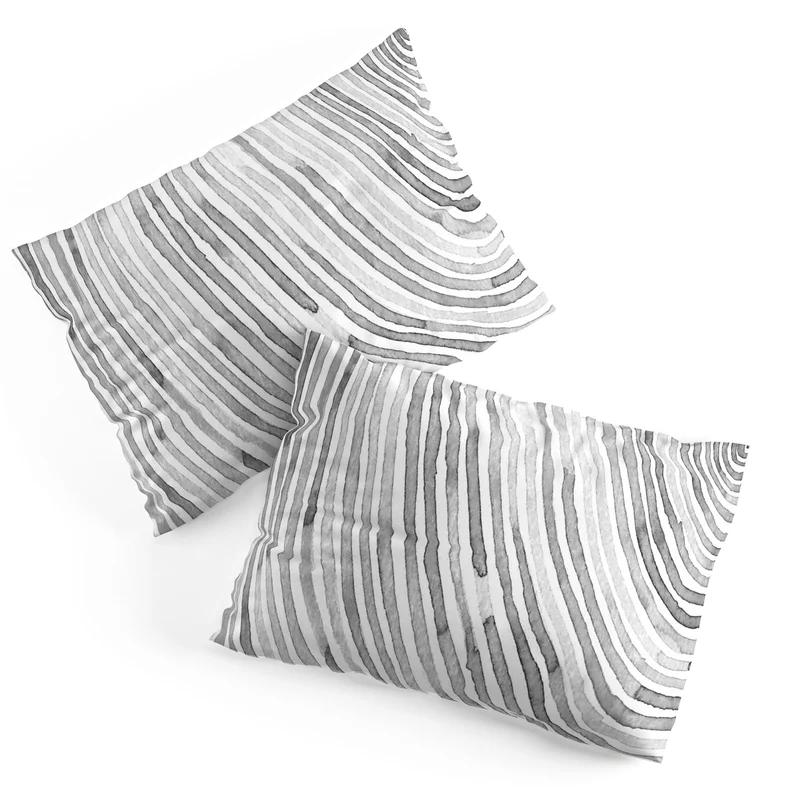 Lunita concentric waves in soft gray watercolor Pillow Sham