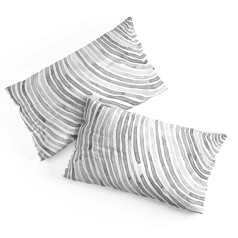 Lunita concentric waves in soft gray watercolor Pillow Sham