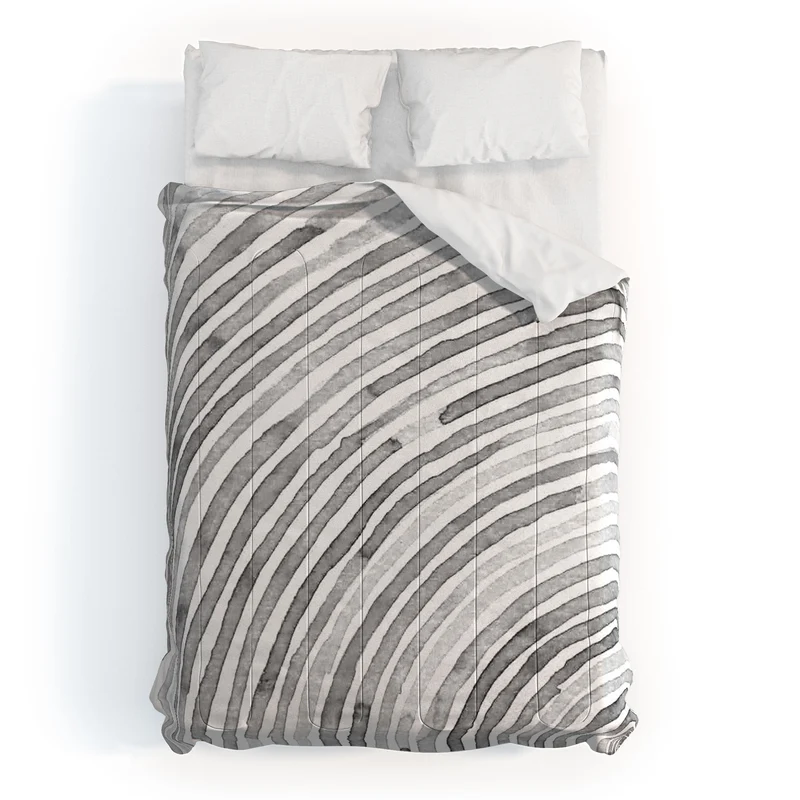Lunita concentric waves in soft gray watercolor Comforter
