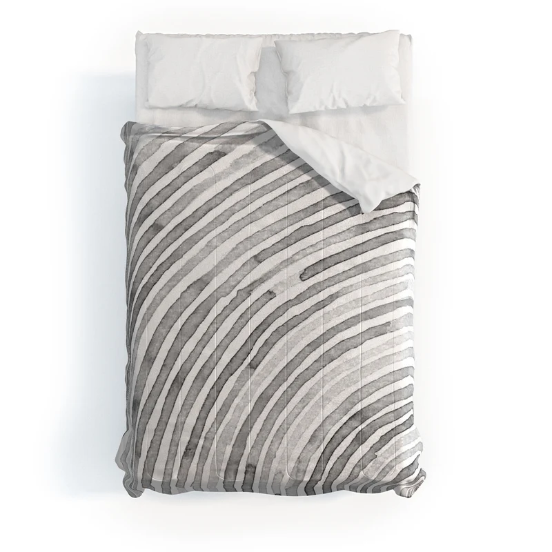 Lunita concentric waves in soft gray watercolor Comforter