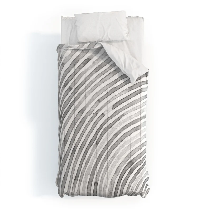 Lunita concentric waves in soft gray watercolor Comforter