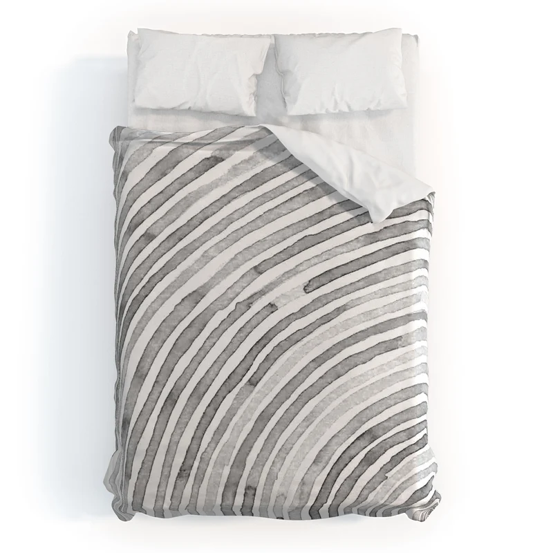 Lunita concentric waves in soft gray watercolor Duvet Cover