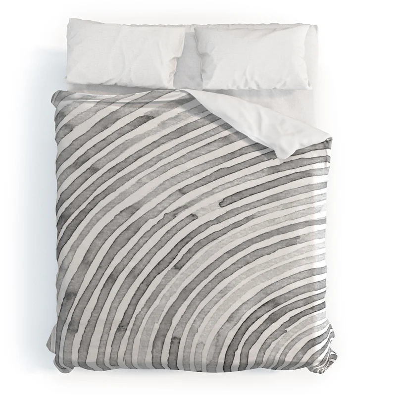 Lunita concentric waves in soft gray watercolor Duvet Cover
