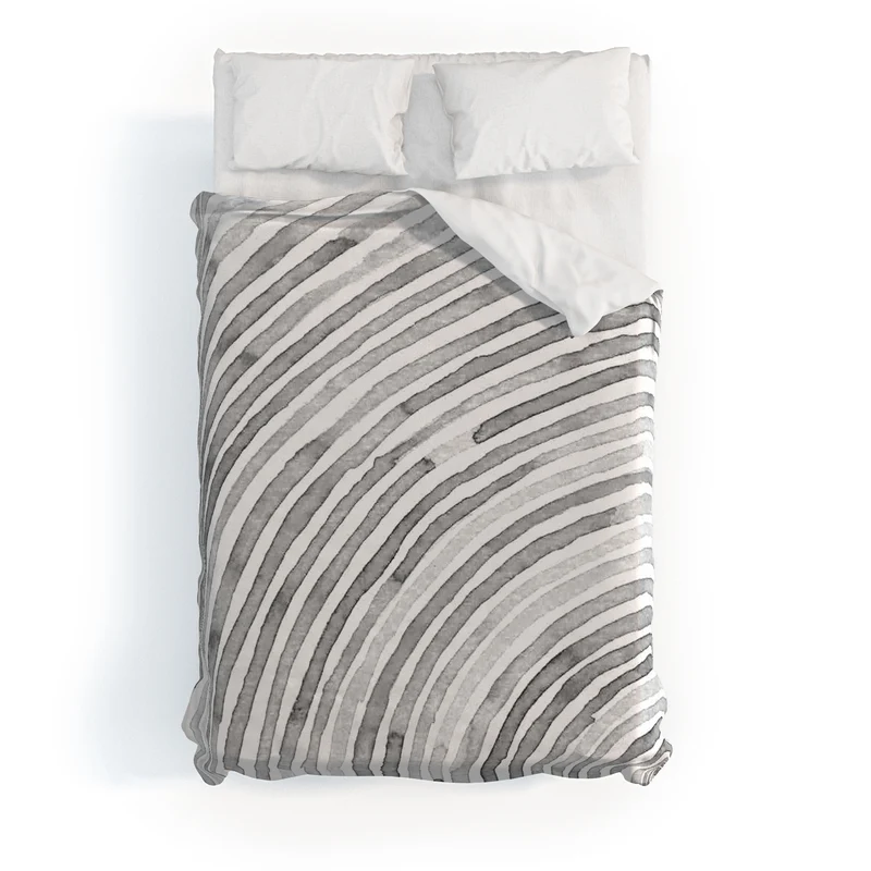 Lunita concentric waves in soft gray watercolor Duvet Cover