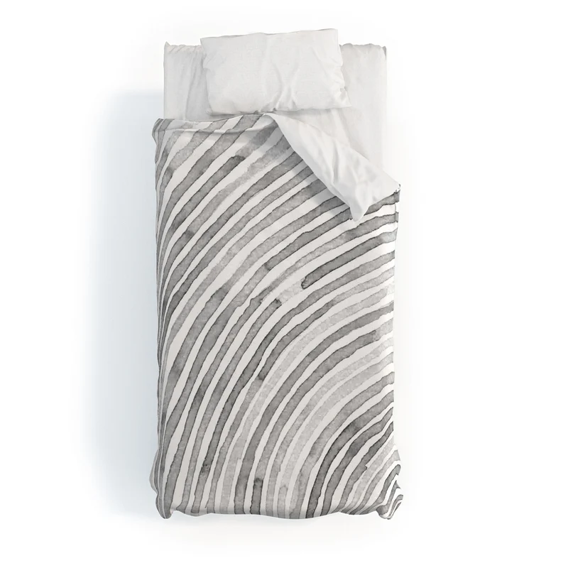 Lunita concentric waves in soft gray watercolor Duvet Cover