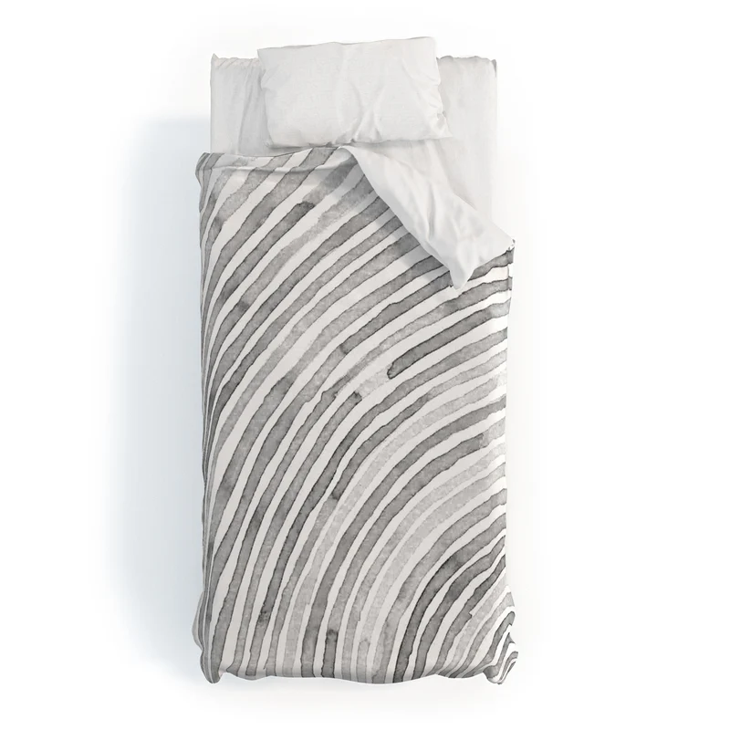 Lunita concentric waves in soft gray watercolor Duvet Cover