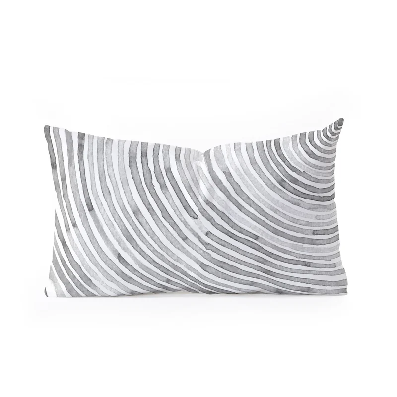 Lunita concentric waves in soft gray watercolor Rectangular Pillow