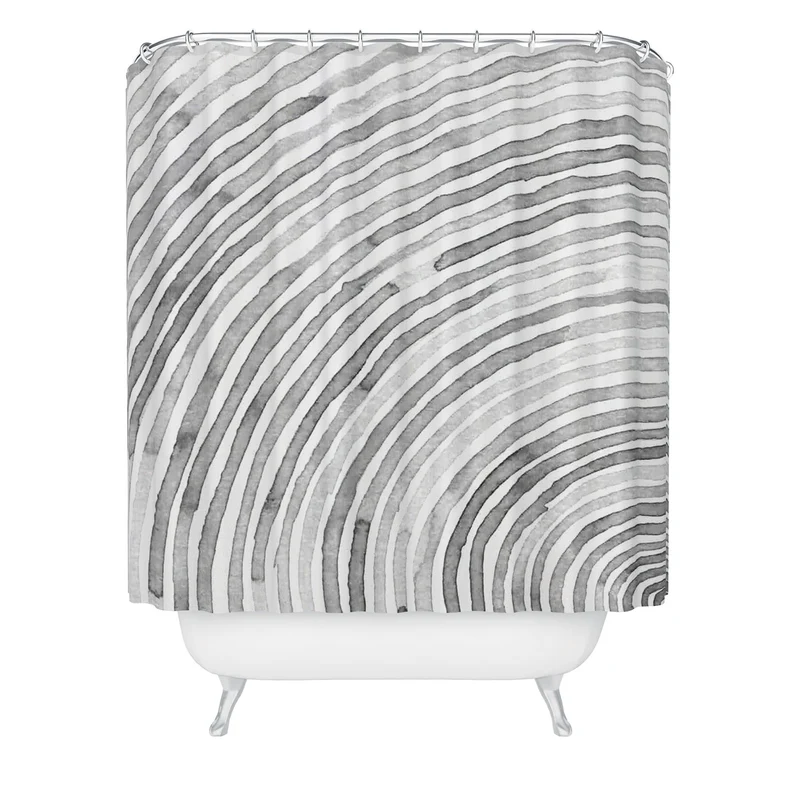 Lunita concentric waves in soft gray watercolor Shower Curtain