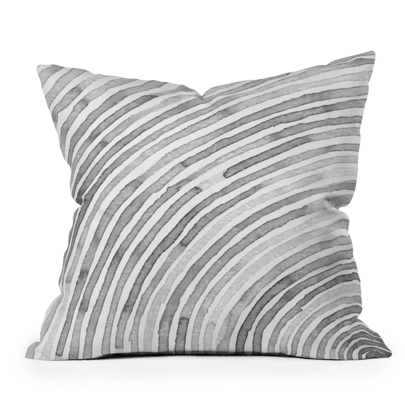 Lunita concentric waves in soft gray watercolor Throw Pillow