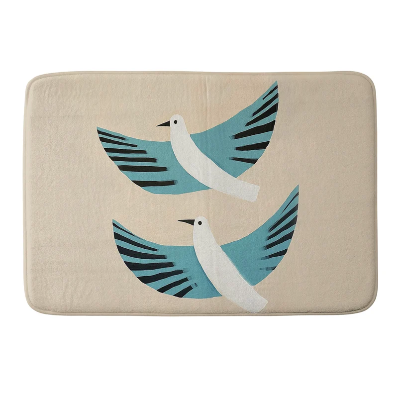 Two Graceful White Birds Bath Mat