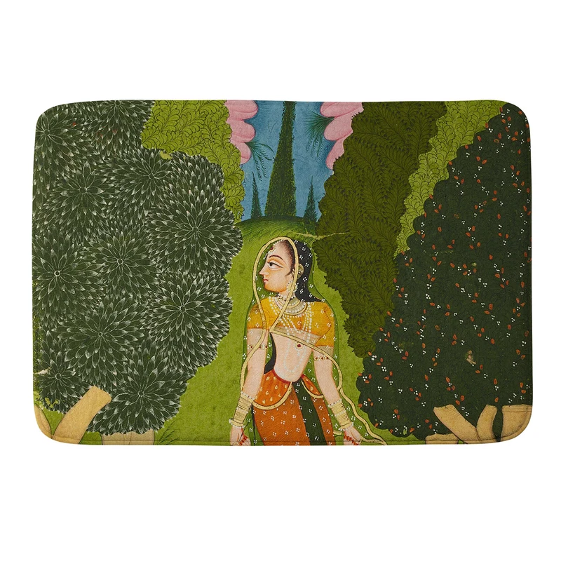 Ragamala Indian Miniature Peacock Garden Bath Mat