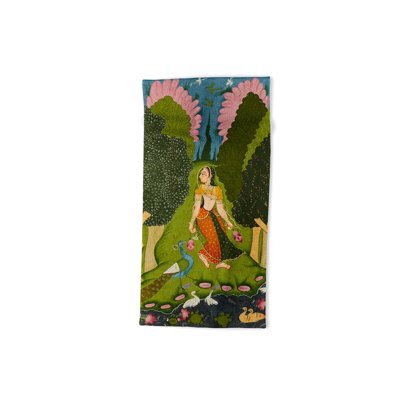 Ragamala Indian Miniature Peacock Garden Bath Towel