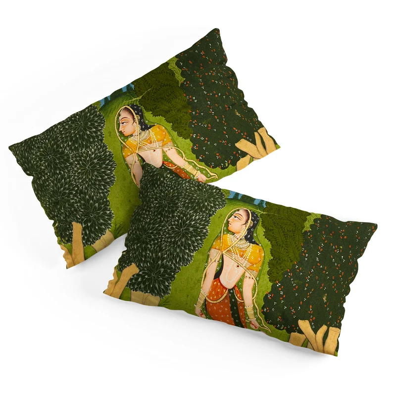 Ragamala Indian Miniature Peacock Garden Pillow Sham