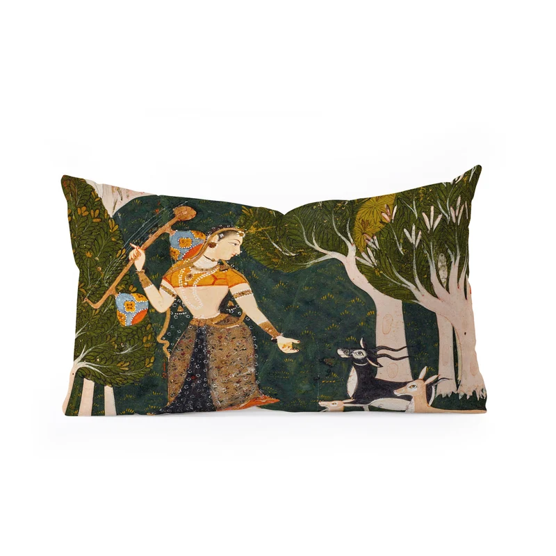 Indian miniature Ragamala Todi Ragini Rectangular Pillow