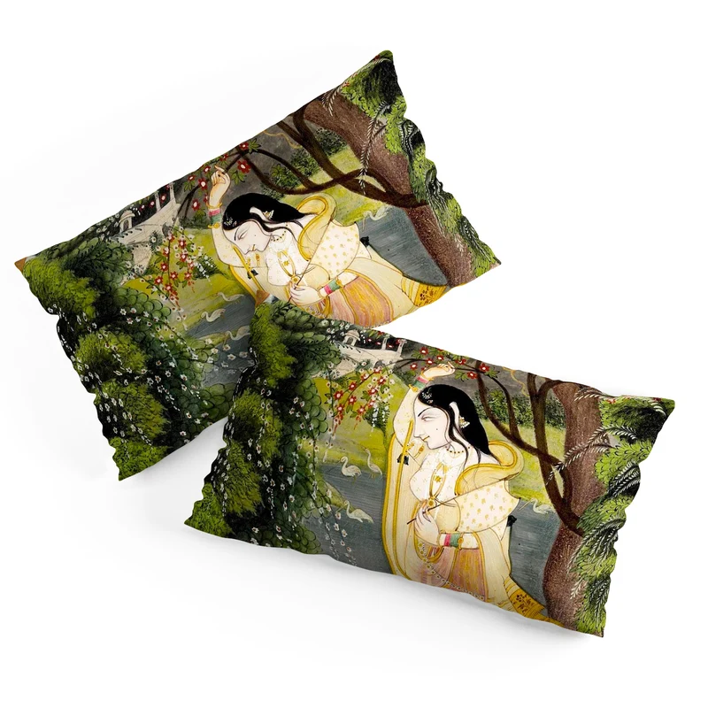 Virahini Nayika Indian Miniature Art Pillow Sham