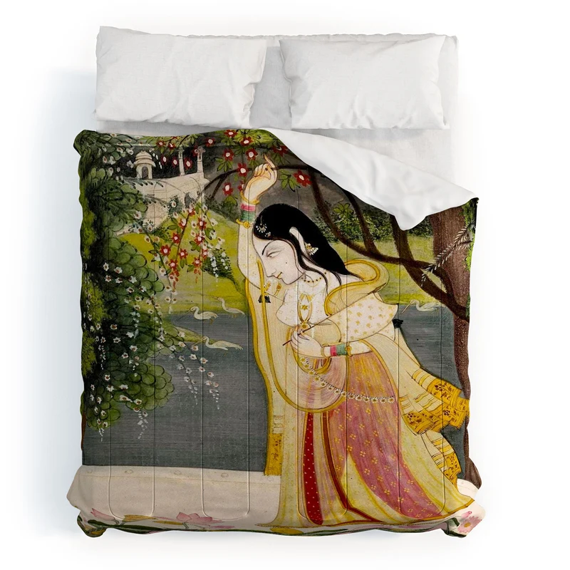Virahini Nayika Indian Miniature Art Comforter