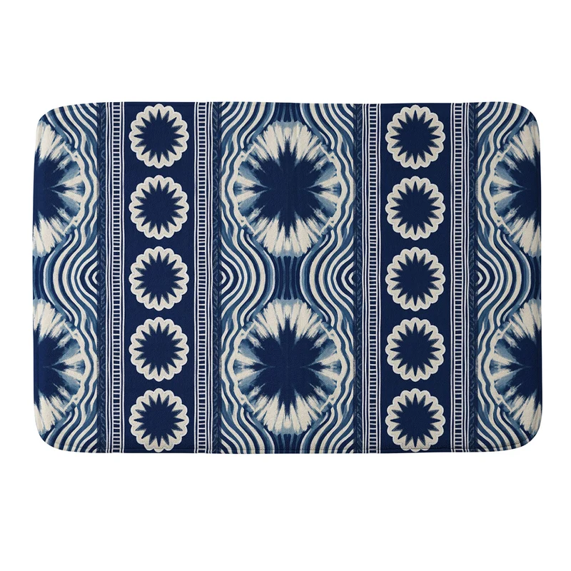 Indigo Shibori Boho Abstract Stripe 2 Bath Mat