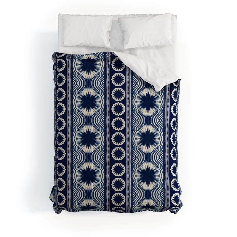 Indigo Shibori Boho Abstract Stripe 2 Comforter