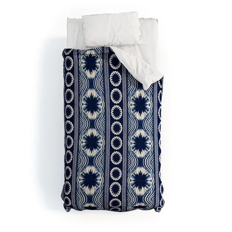 Indigo Shibori Boho Abstract Stripe 2 Comforter