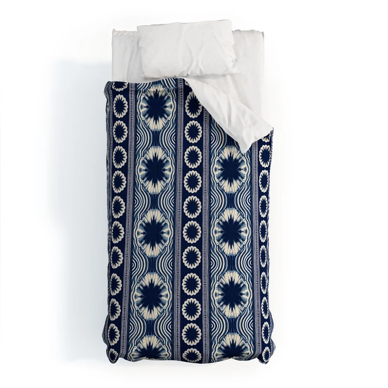 Indigo Shibori Boho Abstract Stripe 2 Comforter