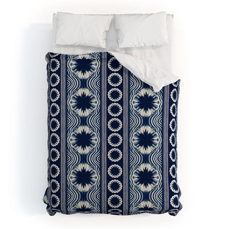 Indigo Shibori Boho Abstract Stripe 2 Duvet Cover