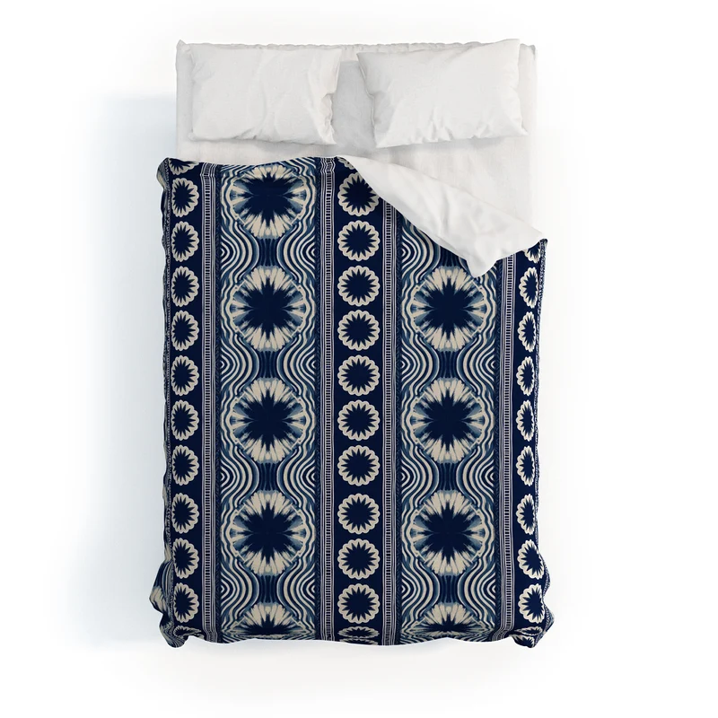 Indigo Shibori Boho Abstract Stripe 2 Duvet Cover