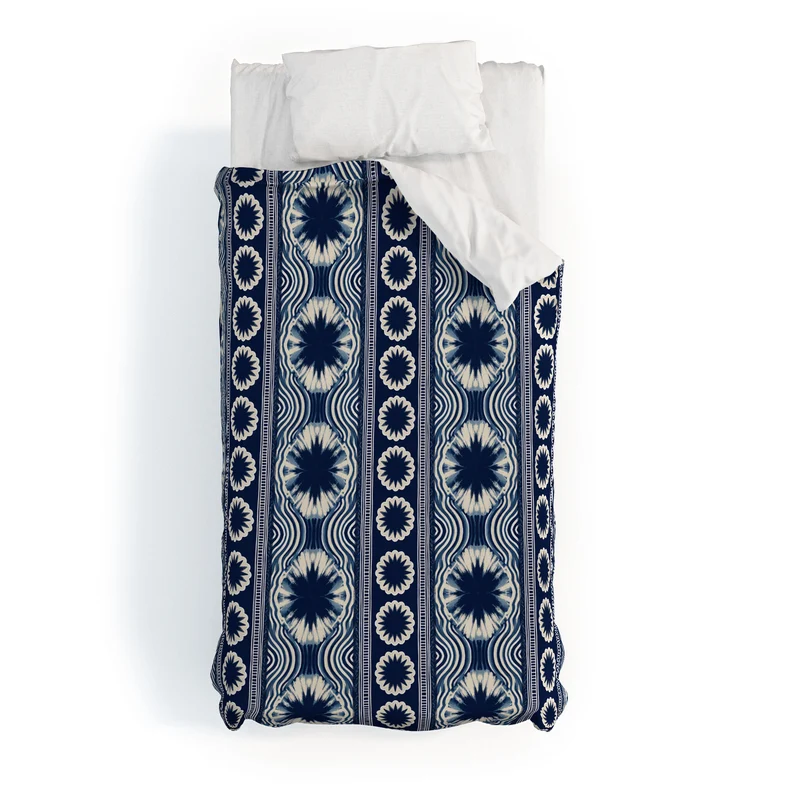 Indigo Shibori Boho Abstract Stripe 2 Duvet Cover
