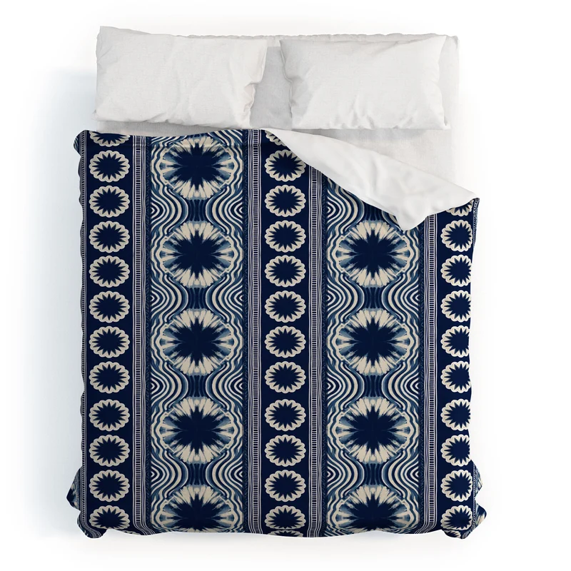 Indigo Shibori Boho Abstract Stripe 2 Duvet Cover