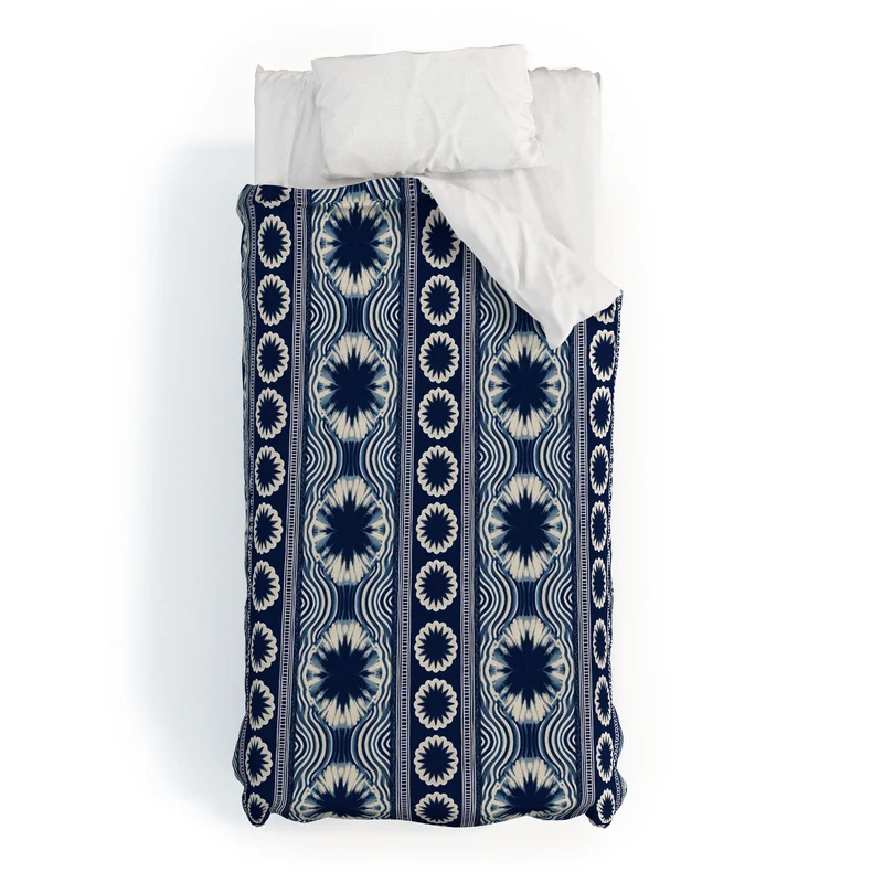 Indigo Shibori Boho Abstract Stripe 2 Duvet Cover
