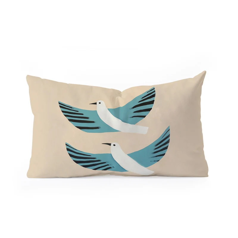Two Graceful White Birds Rectangular Pillow